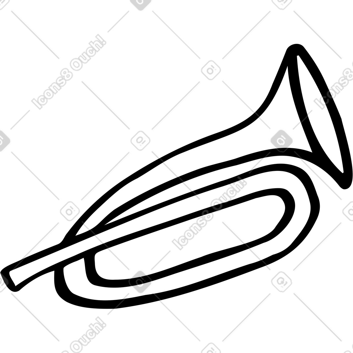 Trumpet illustration in Journal style download in PNG, SVG