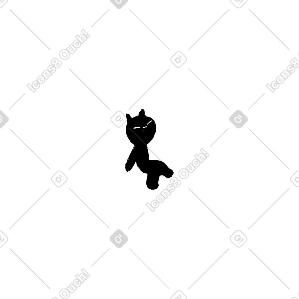 Illustration Black kitten dans le style Ikigai à télécharger aux formats PNG, SVG