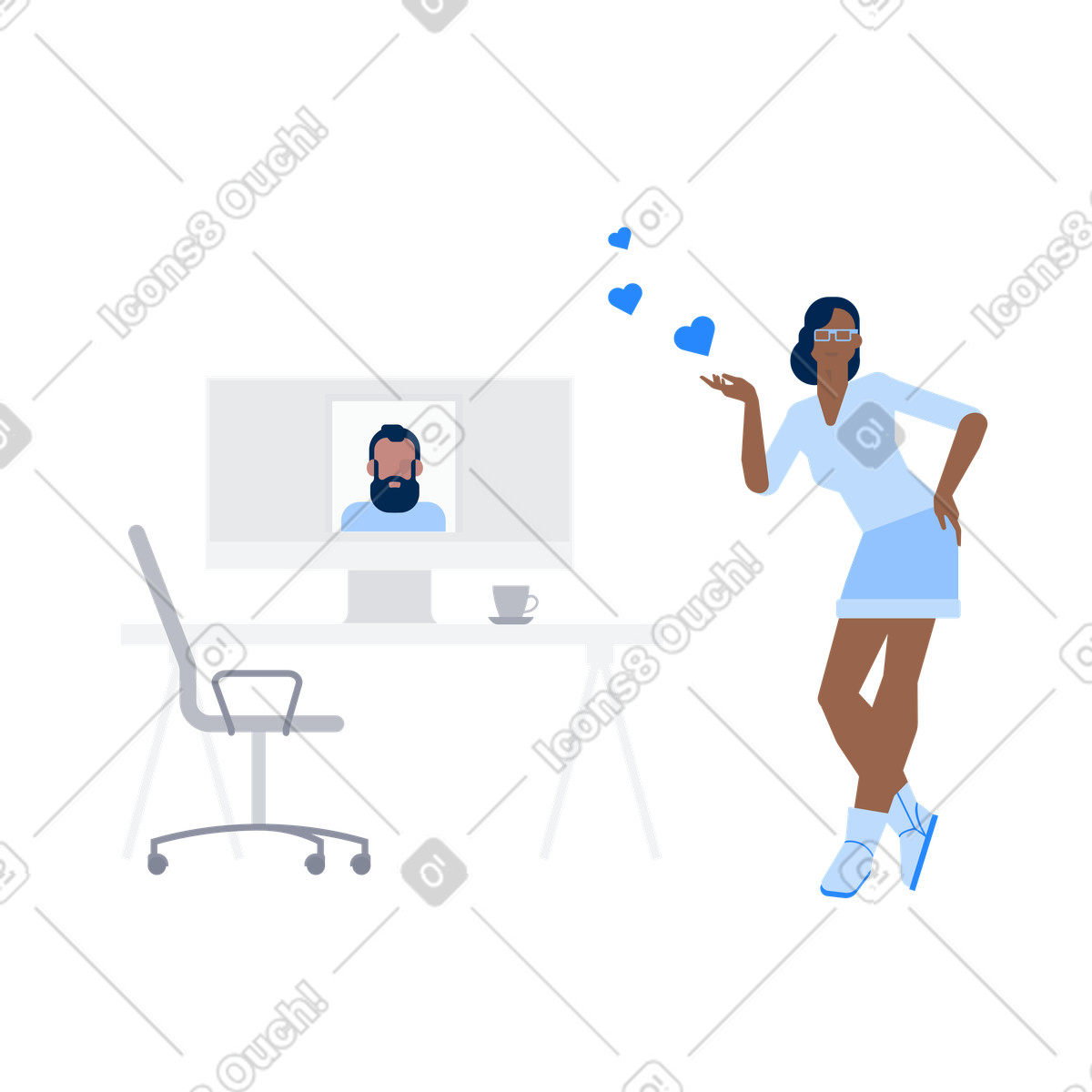 Online-dating-Illustration in PNG, SVG