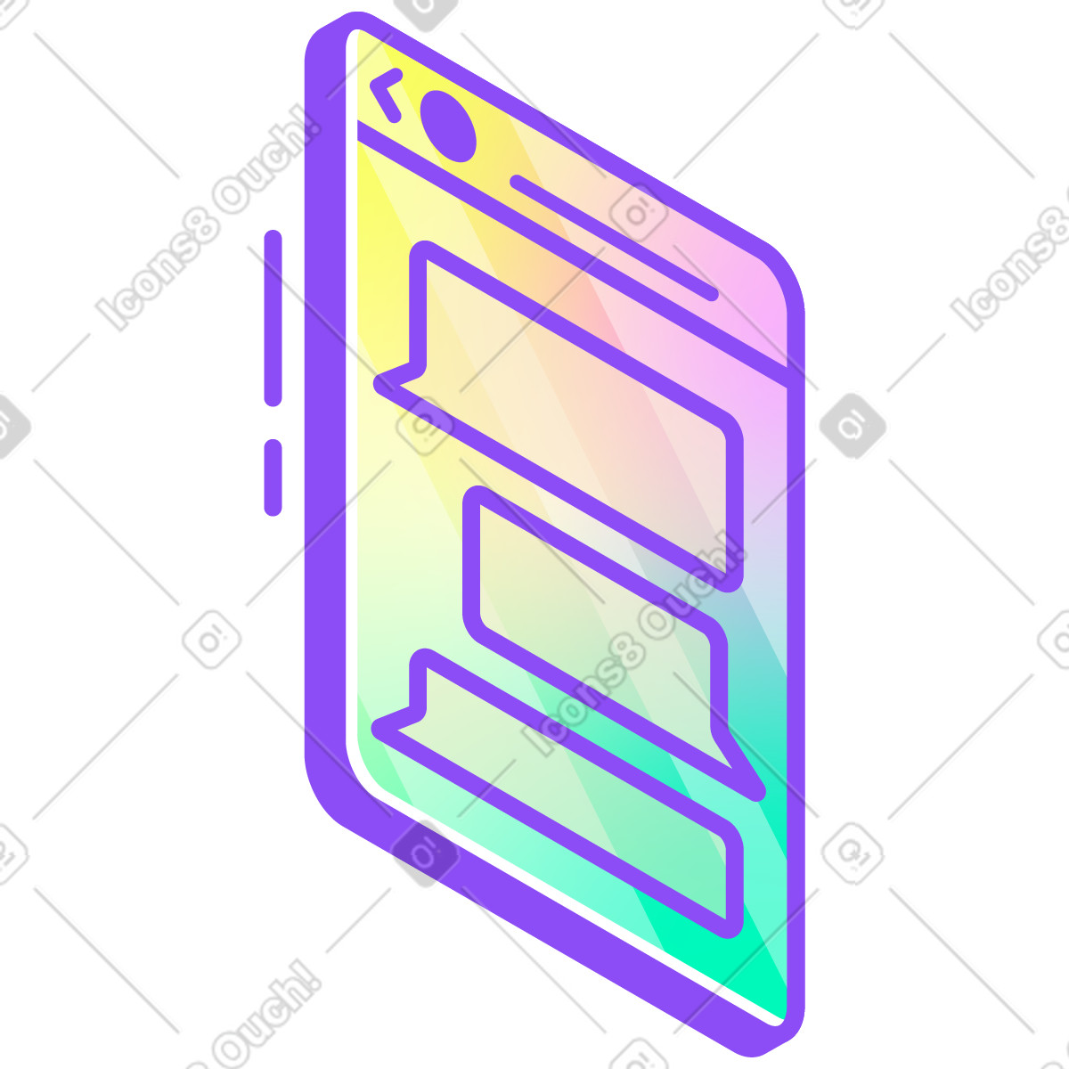 Chat window illustration in Holographic style download in PNG, SVG