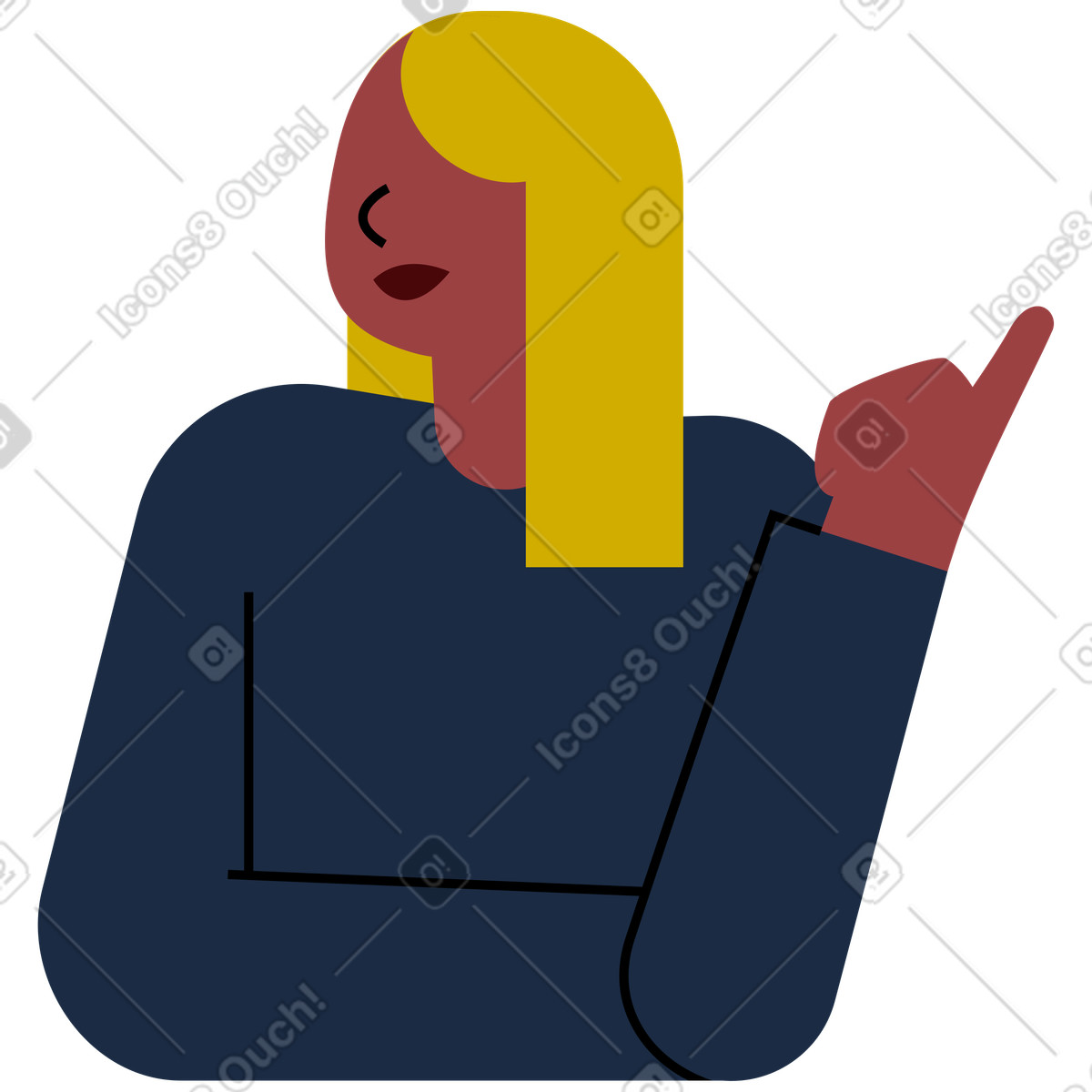 Frau mit erhobenem finger-Illustration im Vector-Stil als Download in PNG, SVG