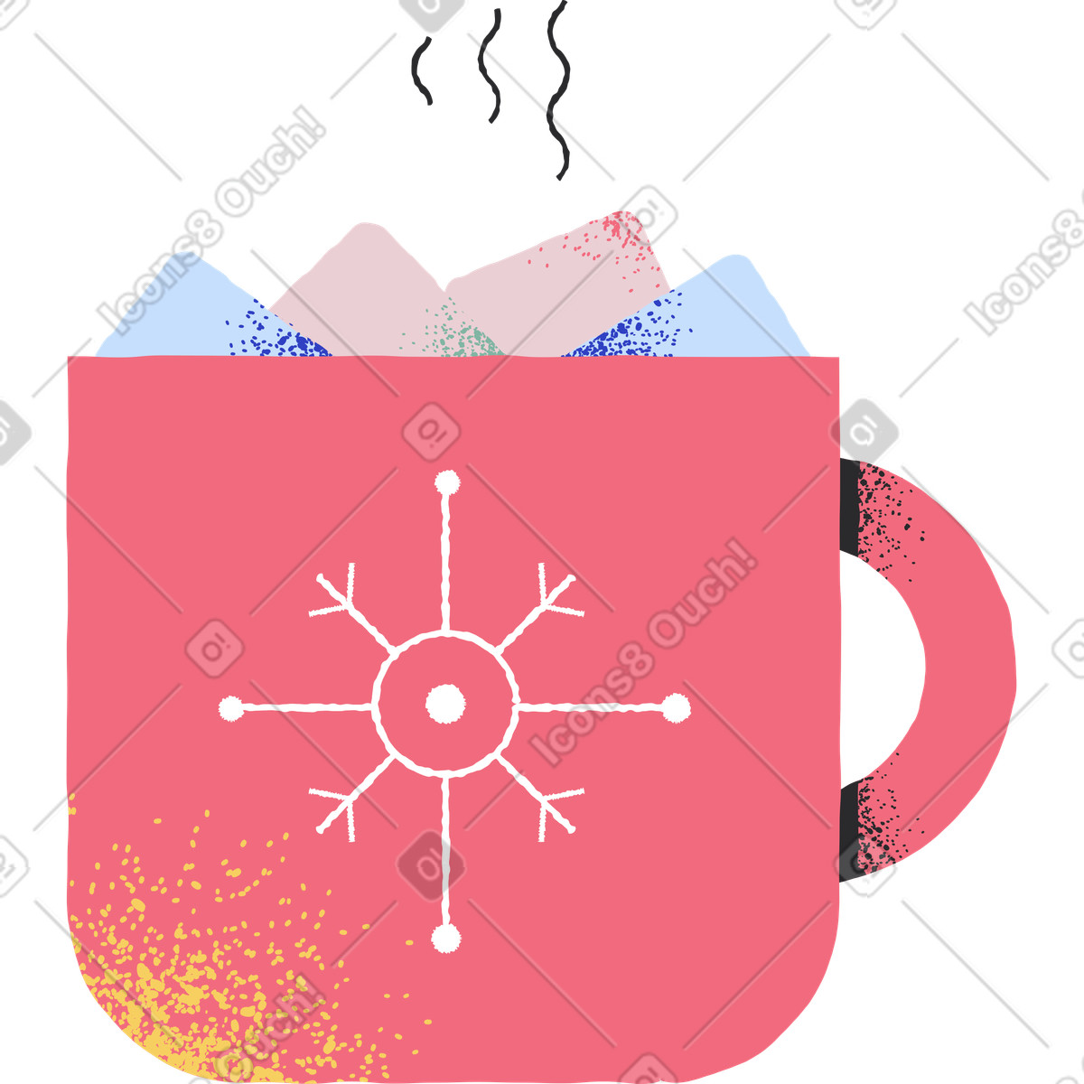 Ilustração de Chocolate quente com marshmallows, guloseima natal em no estilo Pablo para baixar em PNG, SVG