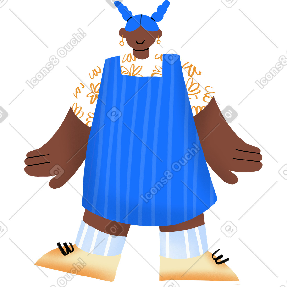 Ilustración Girl in a dress standing pose en estilo Bonny descargar en PNG y SVG