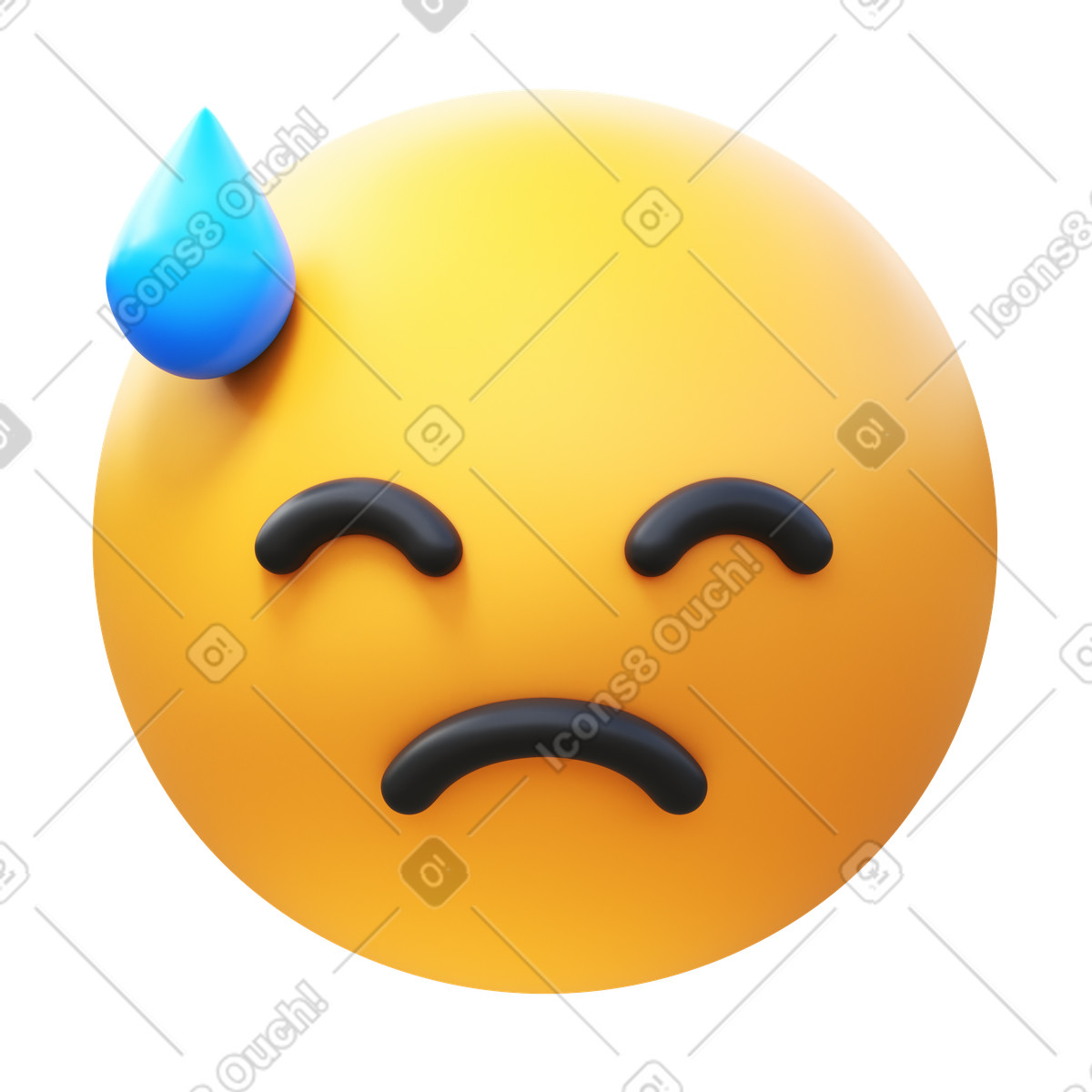 Volto abbattuto dal sudore illustrazione in stile 3D Fluency scarica in PNG, SVG