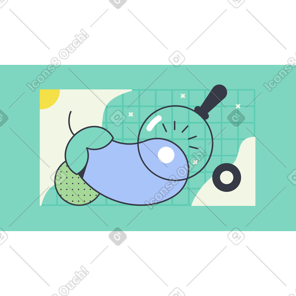 Magnifying glass over an eggplant illustration in Abstract style download in PNG, SVG