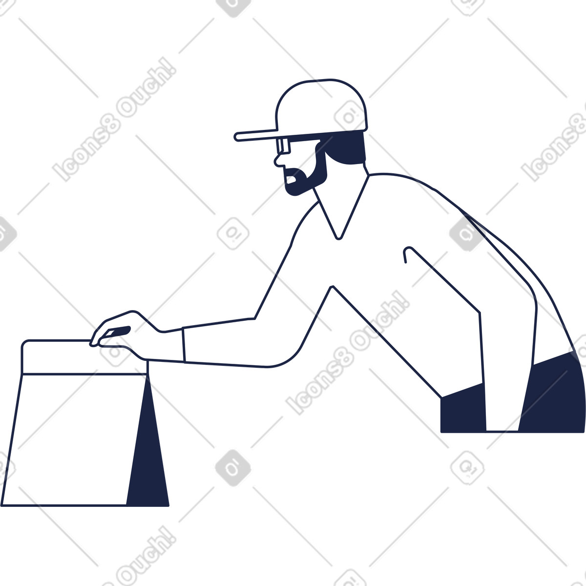 Lavoratore di fast food illustrazione in stile Urban Line scarica in PNG, SVG