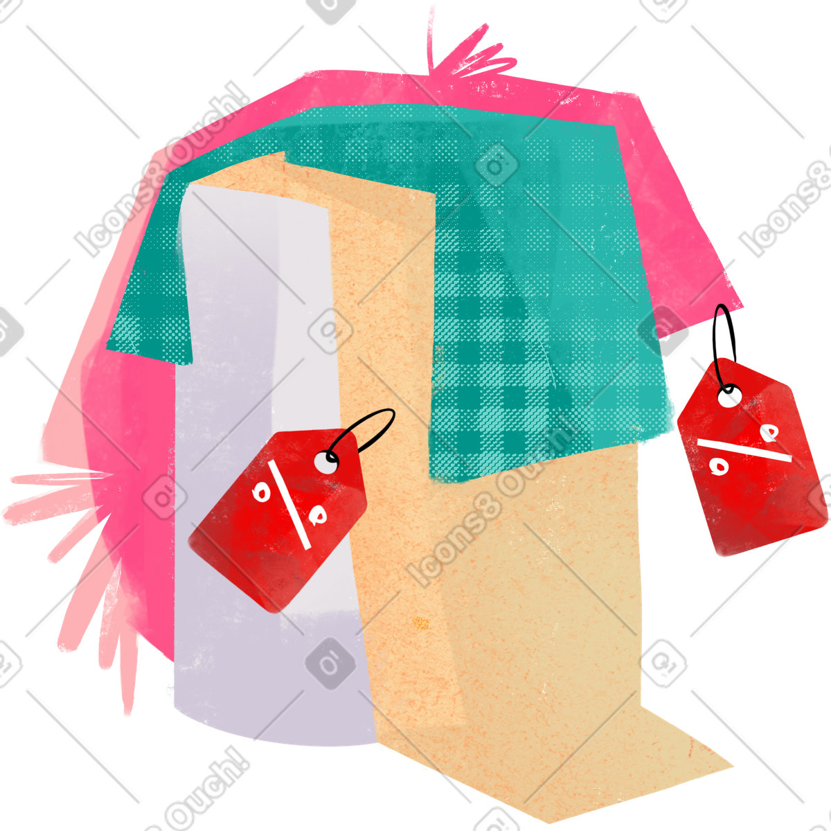 Ilustración Pouf with clothes en estilo Fabulous a descargar en PNG y SVG
