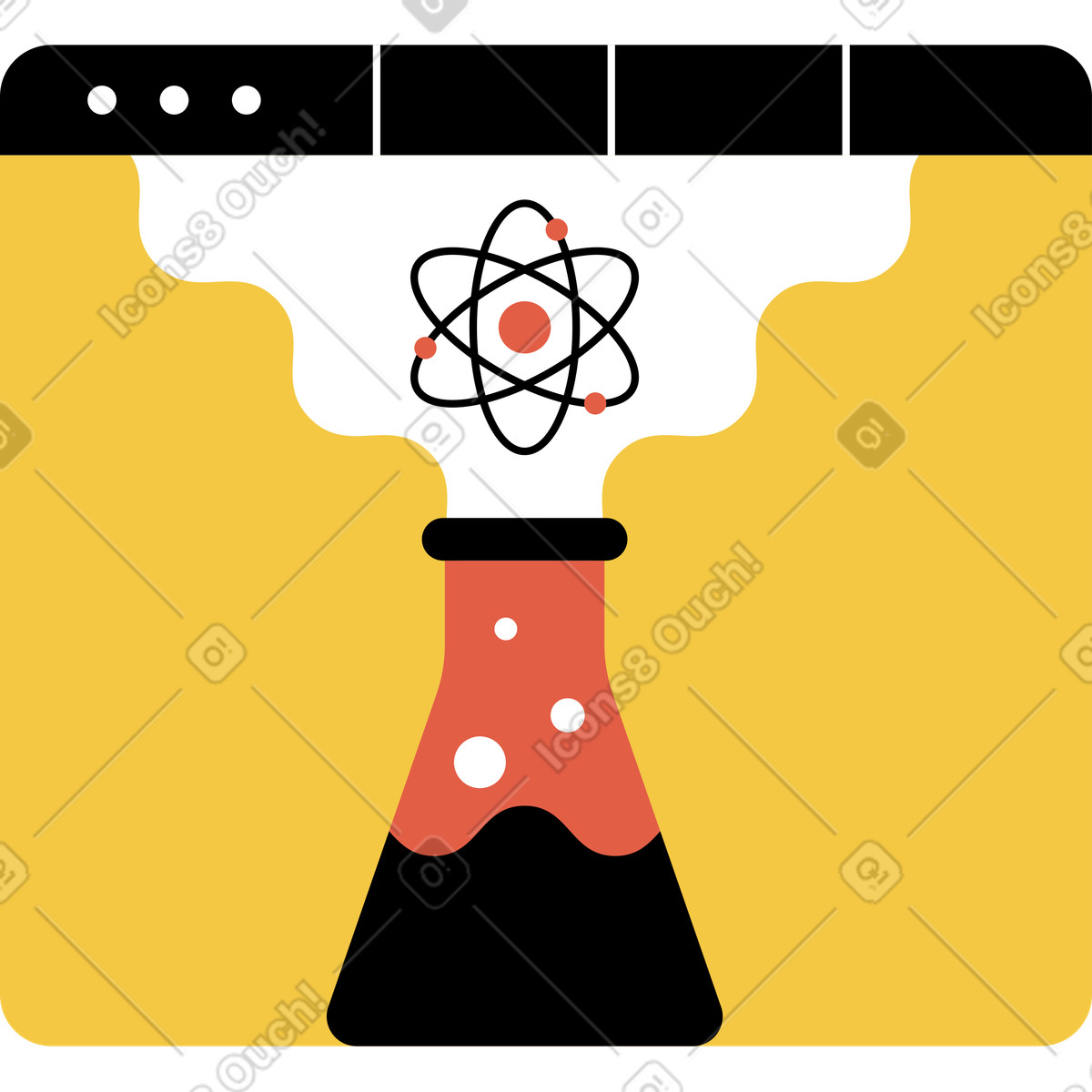 Flat スタイルの ブラウザと化学フラスコ のイラストをPNG、SVG形式でダウンロード