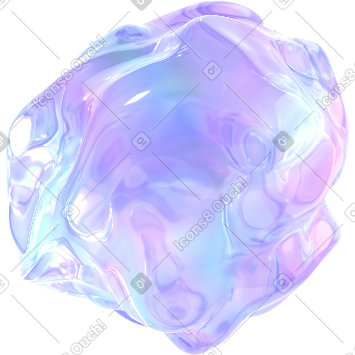 Etereo cristallo pastello dall'iridescenza scintillante illustrazione in stile 3D Glassy scarica in PNG, SVG