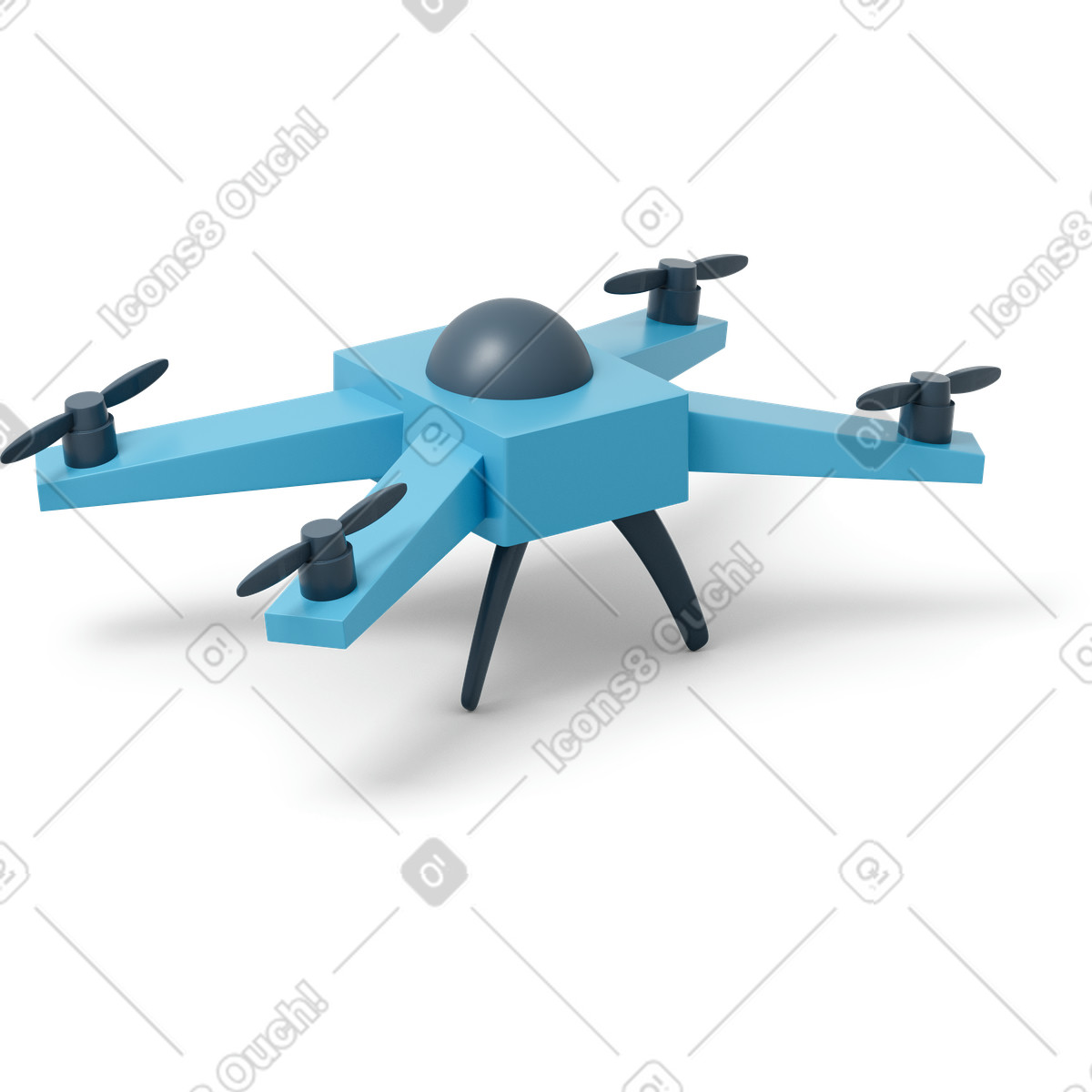 Ilustração de Vista lateral do drone azul em no estilo 3D Flame para baixar em PNG, SVG