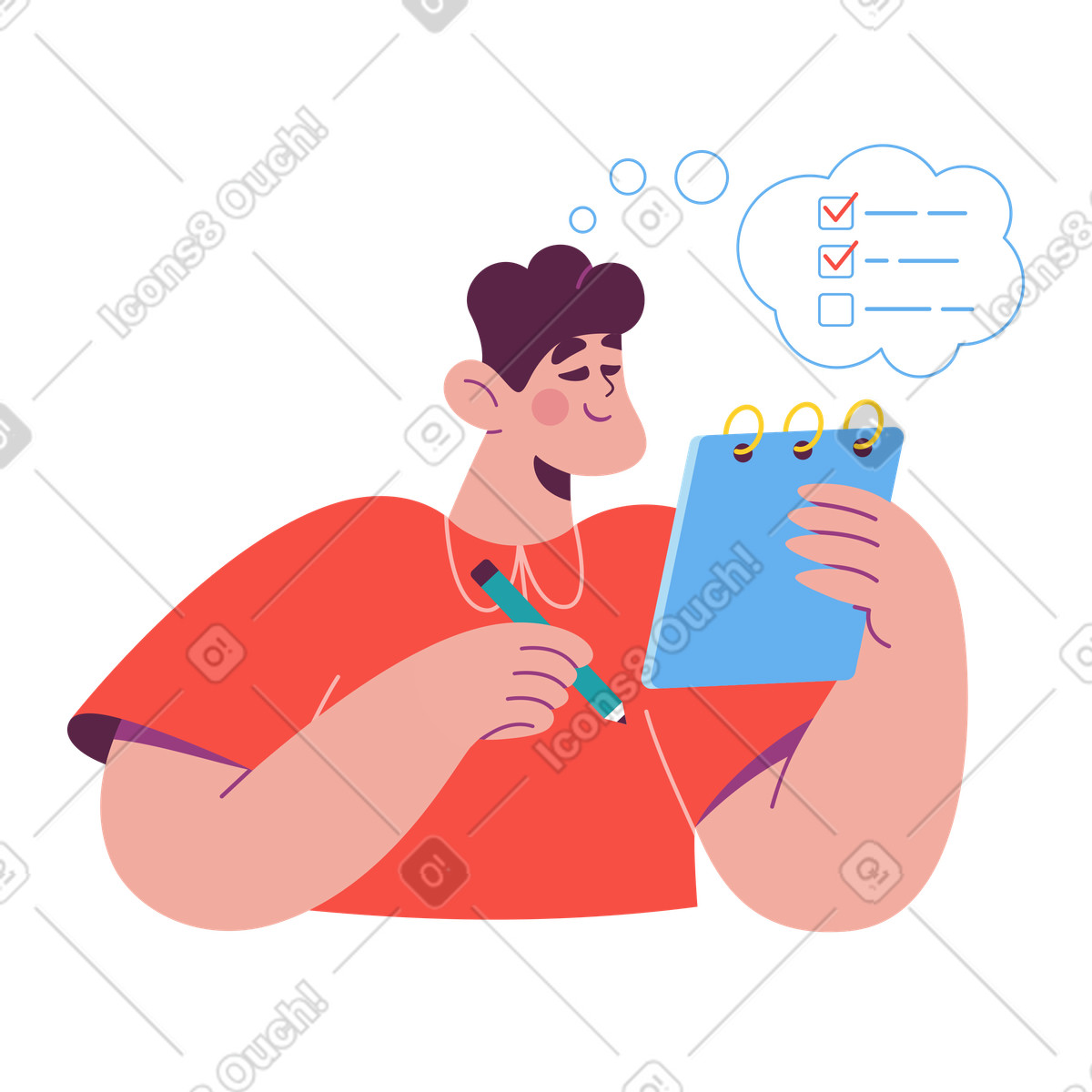 Marking to-do list, Personal organization and planning illustration in Sammy style download in PNG, SVG