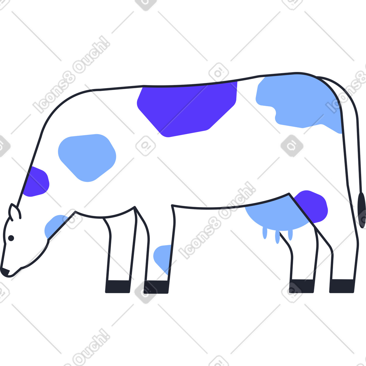 Kuh-Illustration im Pablita-Stil als Download in PNG, SVG