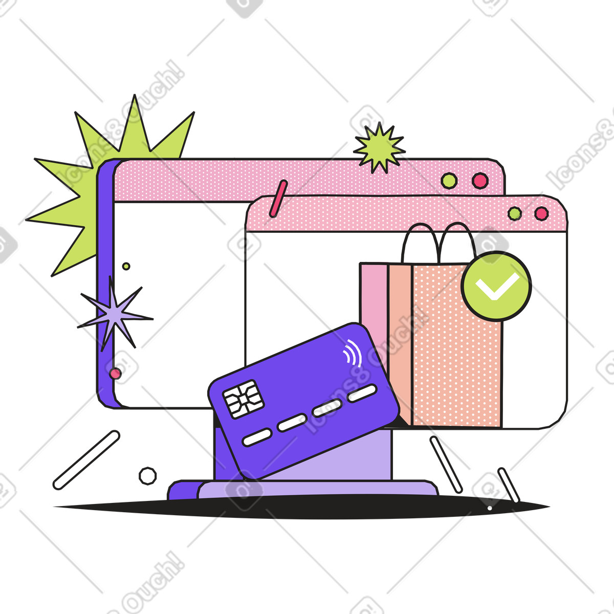 Ilustración Se paga el pedido en estilo Dazzle a descargar en PNG y SVG