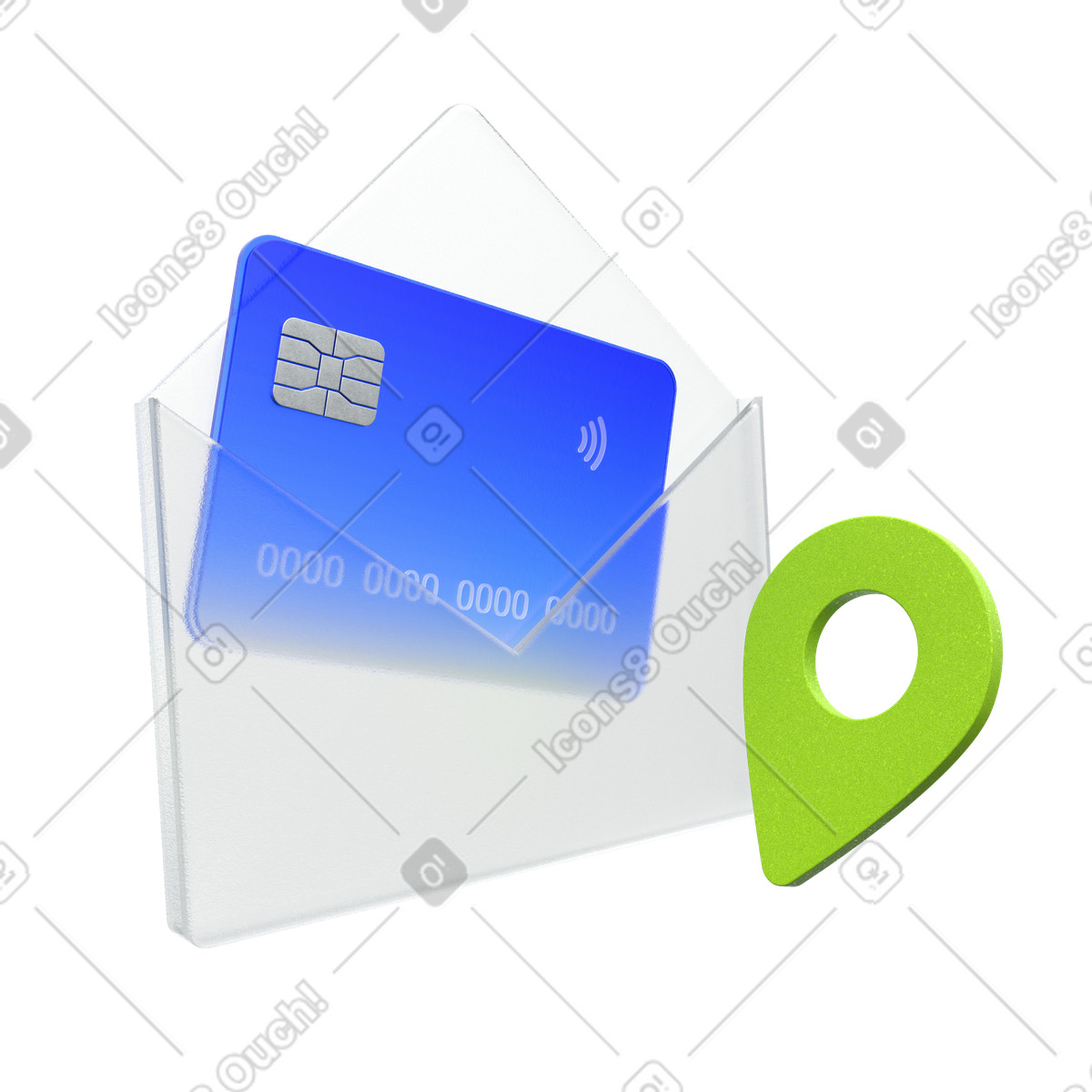 Secure payment address confirmation, card delivery and location verification,credit mailing validation illustration in 3D Enterprise style download in PNG, SVG