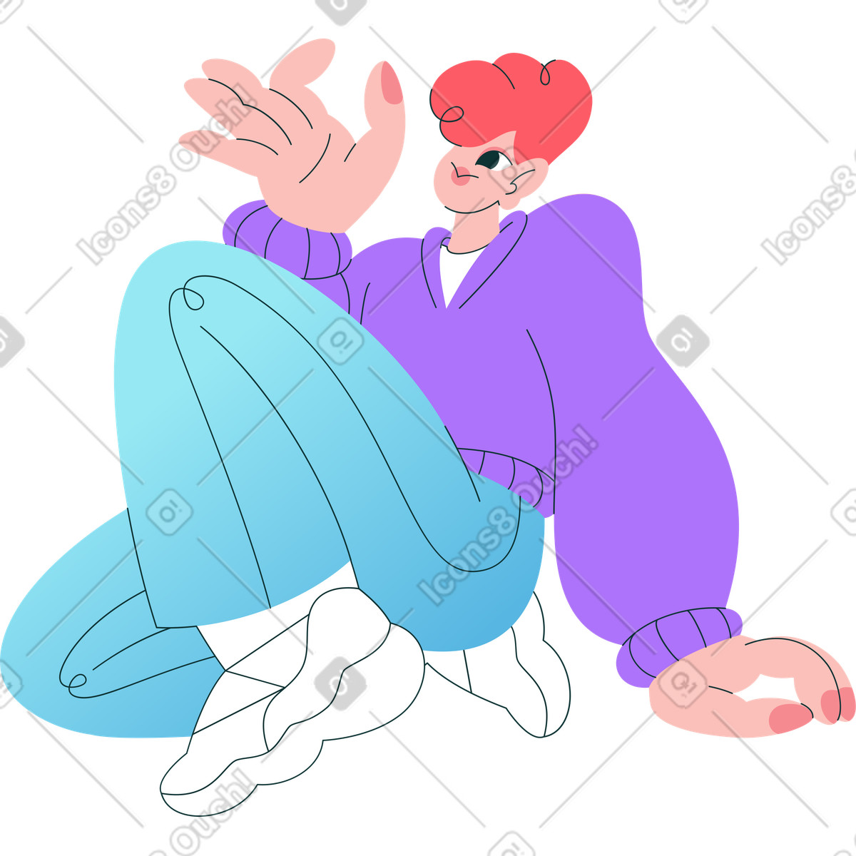 Florid 스타일의 Guy sitting and holding something near his face 일러스트레이션 PNG, SVG 다운로드