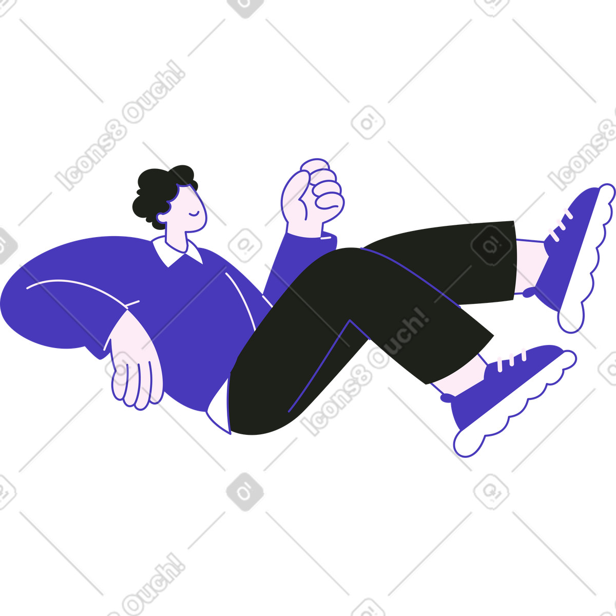 Ilustración Hombre acostado en estilo Blueberry a descargar en PNG y SVG
