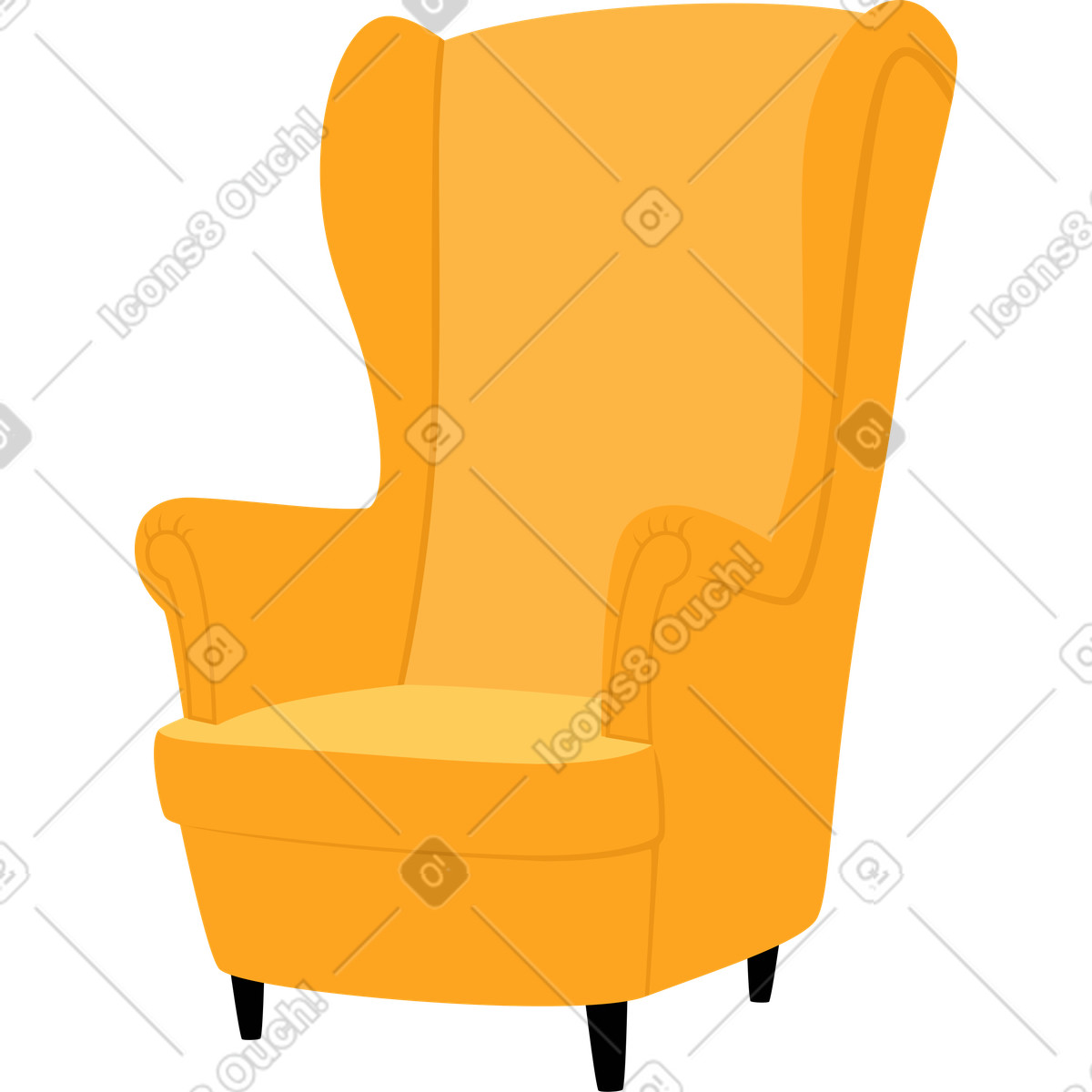 下载 Lagom 风格的 Yellow high back chair 插画，支持 PNG、SVG 格式