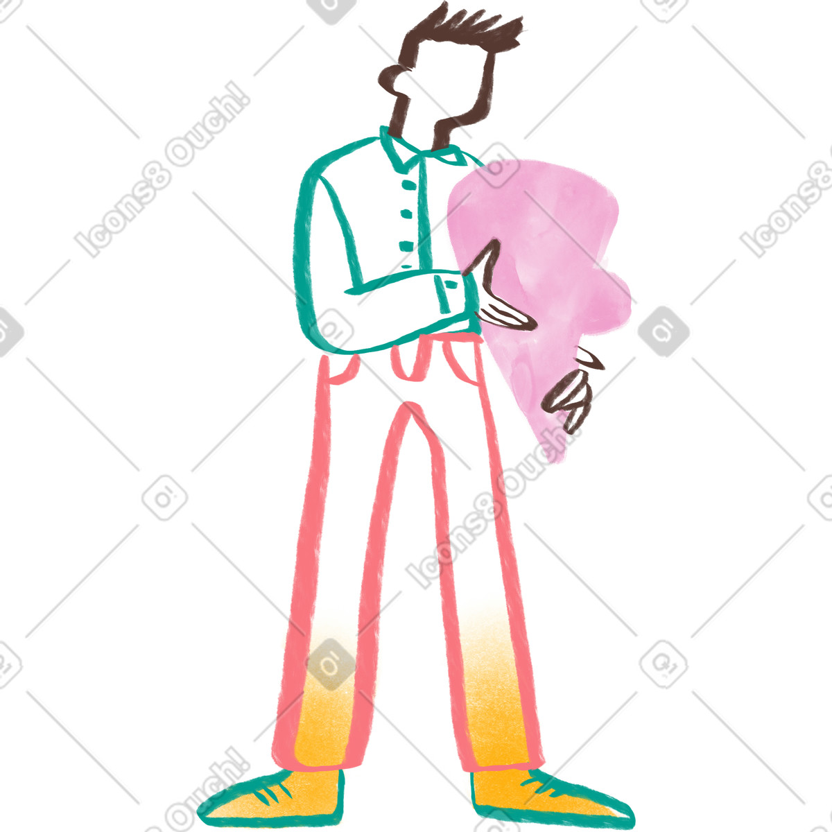 Illustration Man with one half of a heart dans le style Company à télécharger aux formats PNG, SVG
