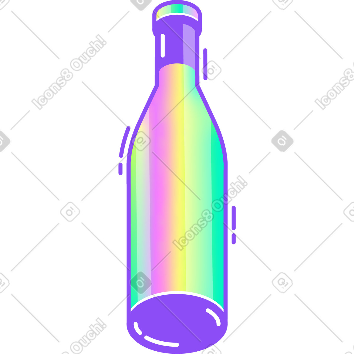 Bottiglia di vino illustrazione in stile Holographic scarica in PNG, SVG