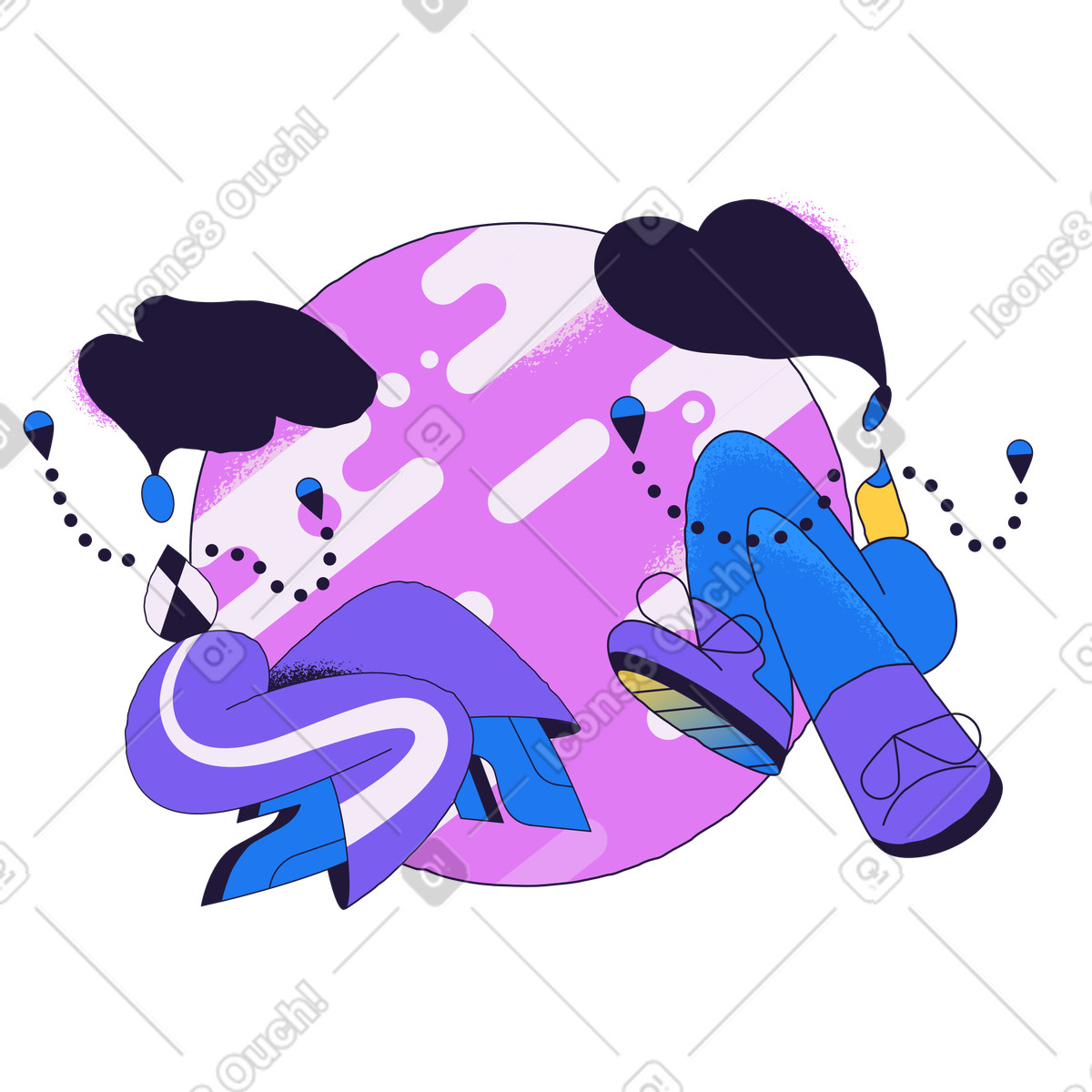 People jumping and having fun illustration in Conifer style download in PNG, SVG