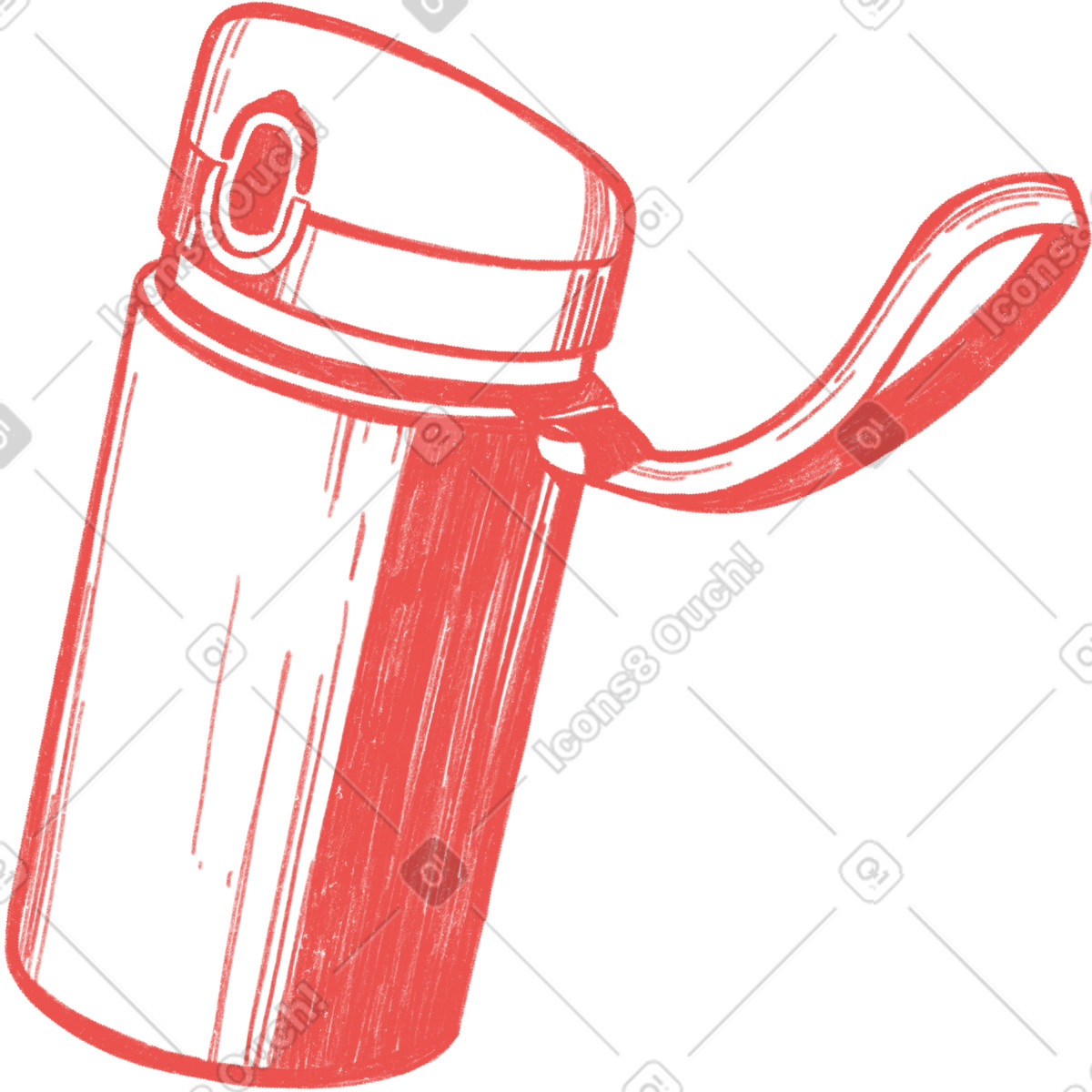 Red sports water bottle illustration in Biro style download in PNG, SVG
