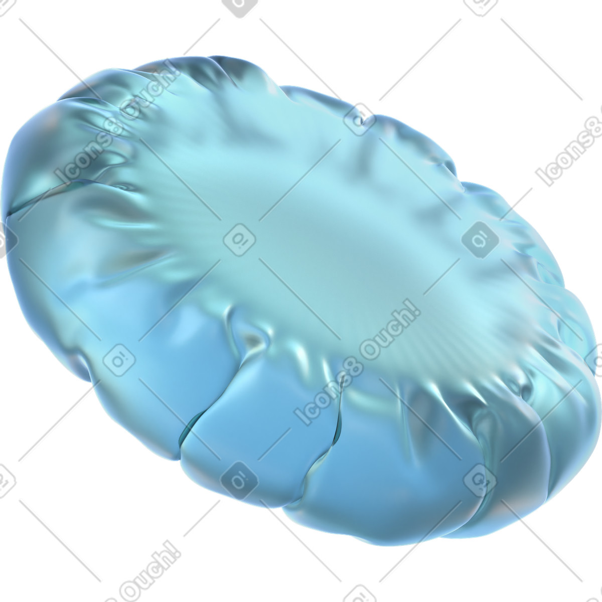 Inflated round cushion illustration in 3D Glassy style download in PNG, SVG