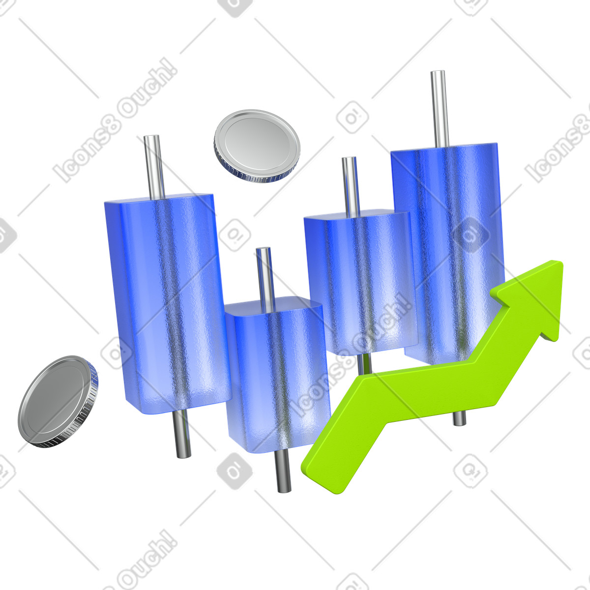 Trading analysis for business and finance illustration in 3D Enterprise style download in PNG, SVG
