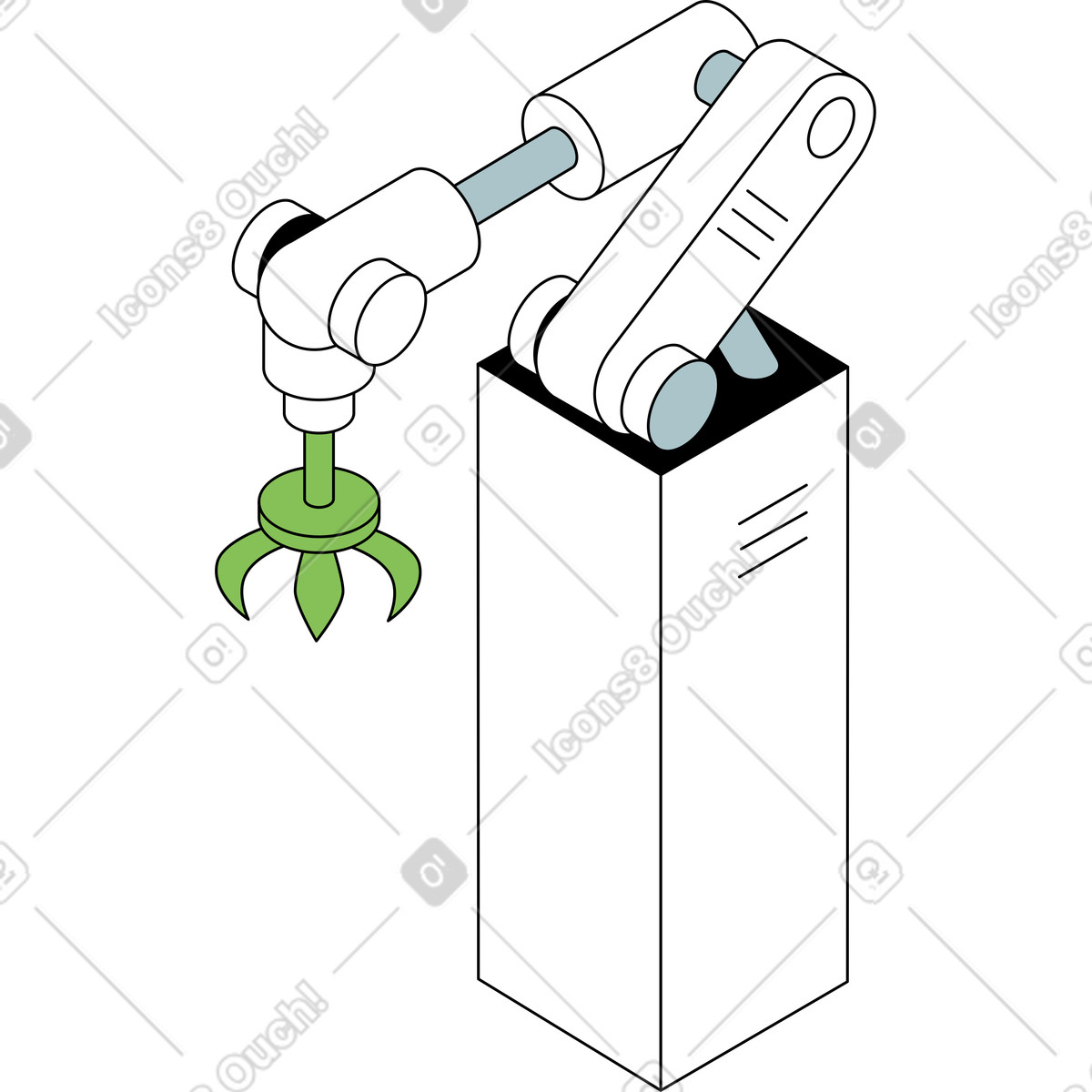 Ilustración Brazo robótico giratorio en estilo Isometric a descargar en PNG y SVG