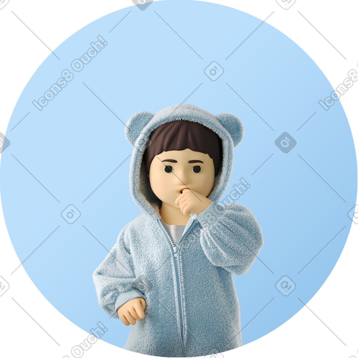 Baby with finger in mouth illustrazione stile 3D Business scarica PNG, SVG