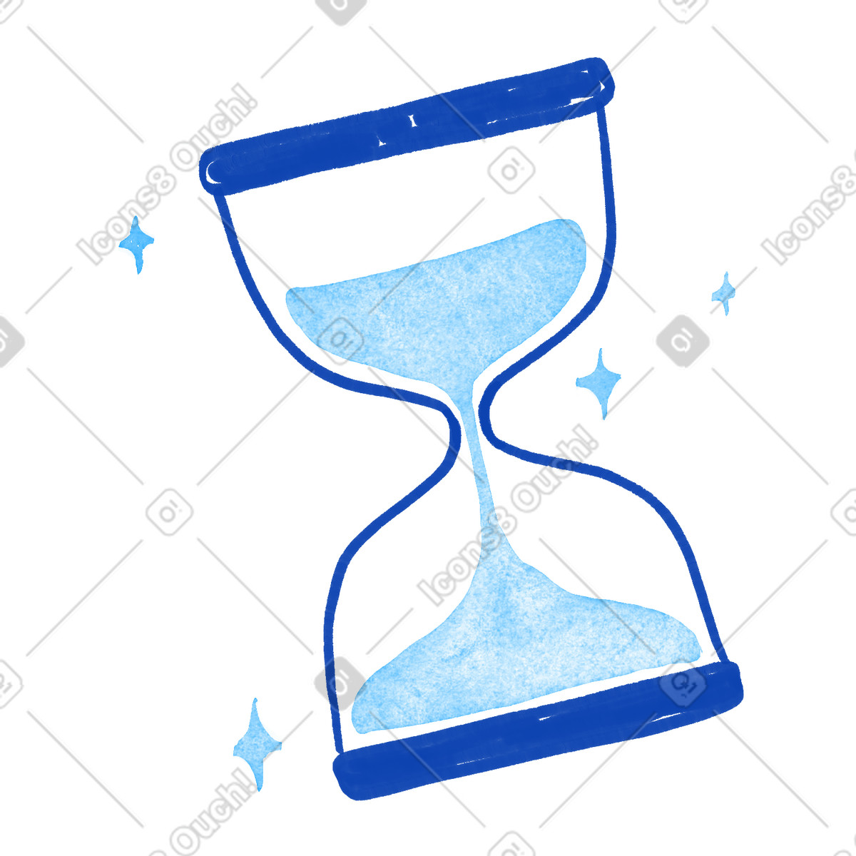 Tint スタイルの Hourglass timer with flowing sand and decorative sparkling stars のイラストをPNG、SVG形式でダウンロード