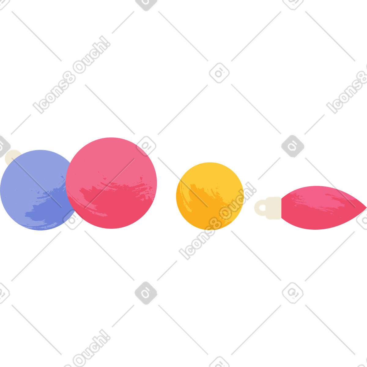 Illustration Set of christmas balls dans le style Juicy à télécharger aux formats PNG, SVG