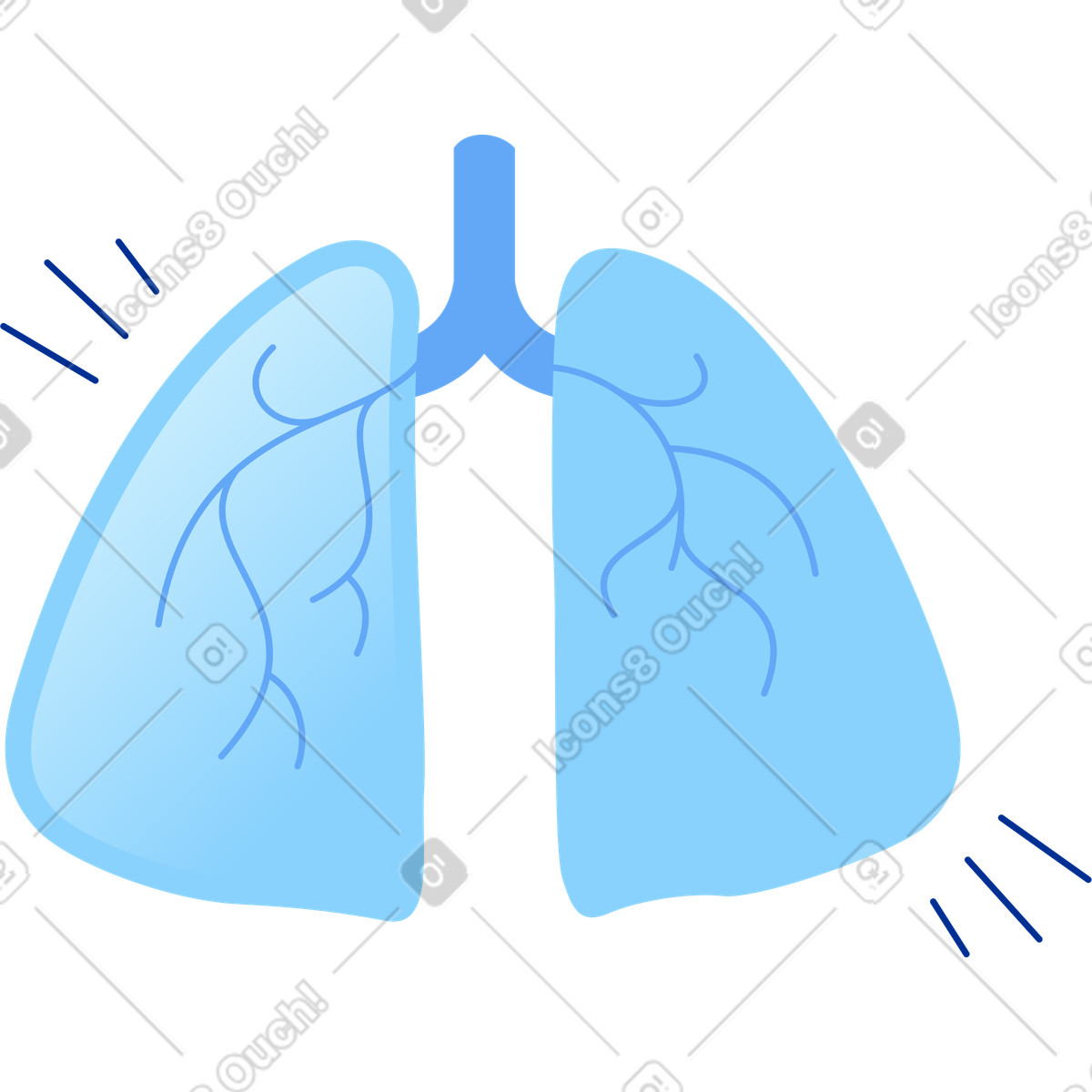 Clear blue lungs illustrazione in stile Glossy scarica in PNG, SVG