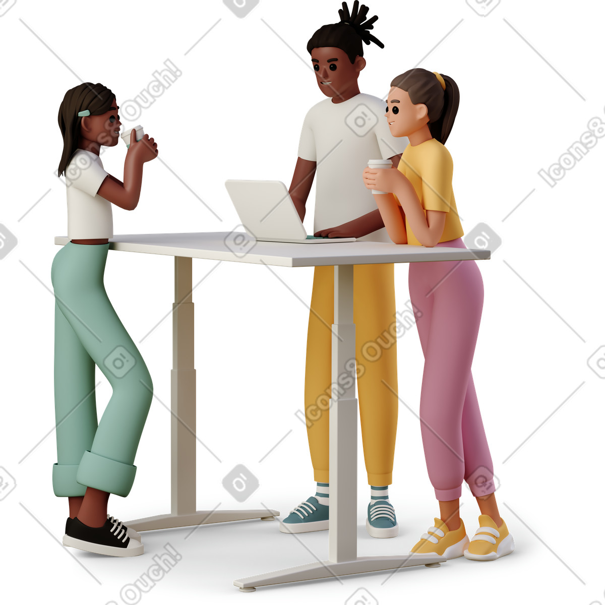3D Casual life 스타일의 Young people brainstorming 일러스트레이션 PNG, SVG 다운로드
