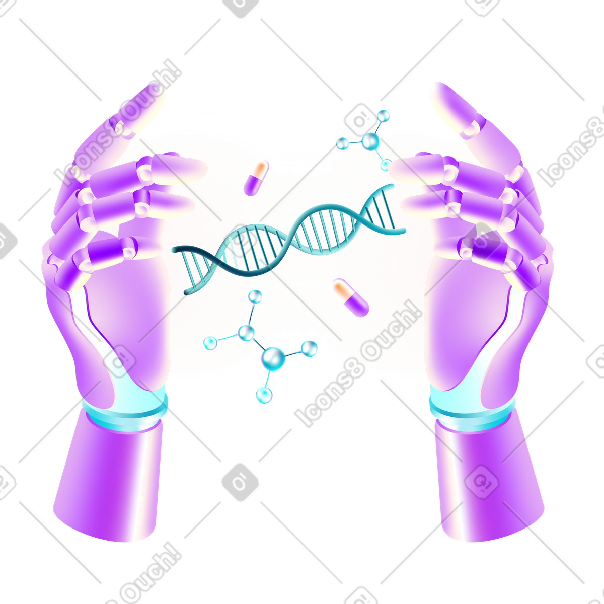 DNA sequencing and artificial intelligence illustration in PNG, SVG