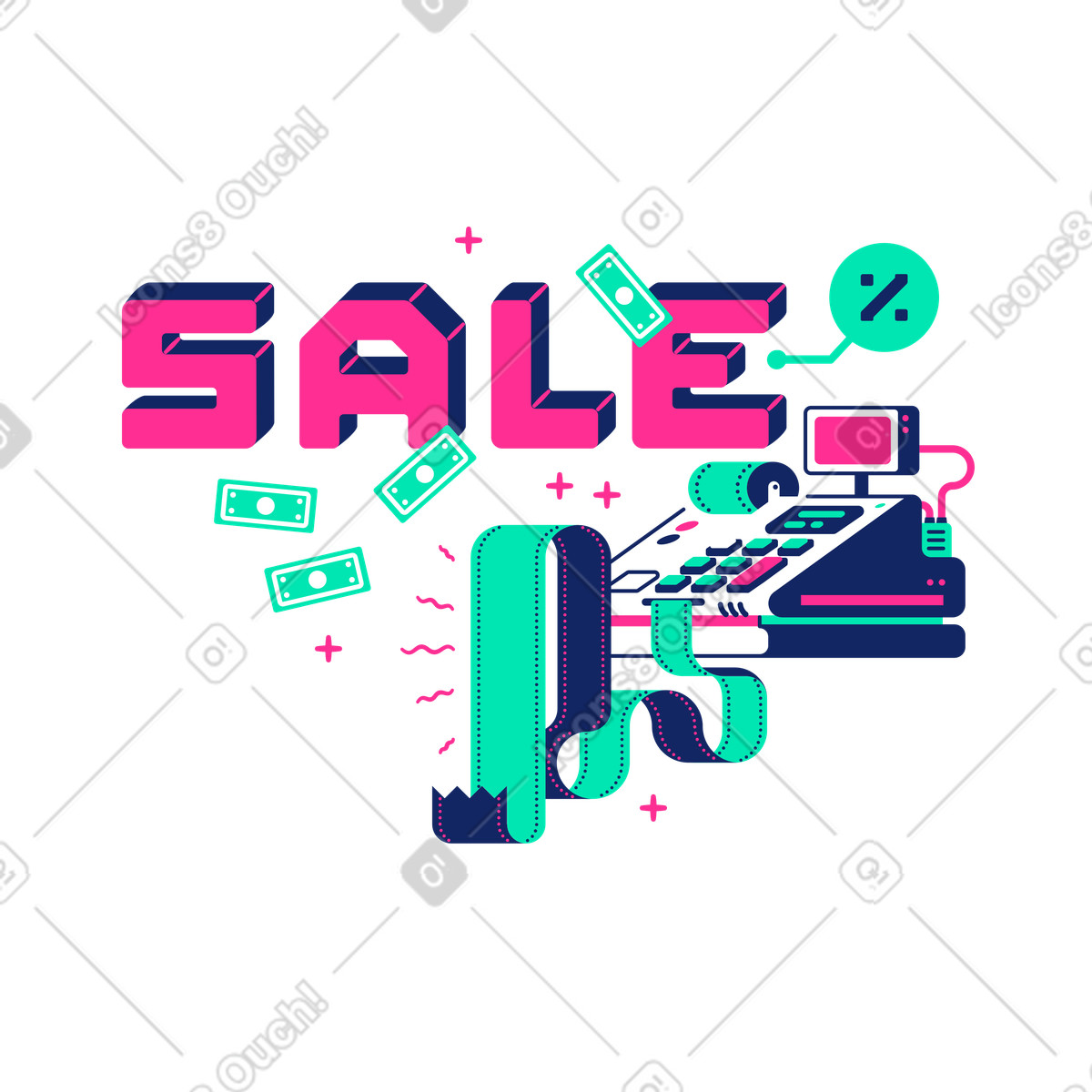 Ilustración Venta el viernes negro en estilo Cyborg a descargar en PNG y SVG