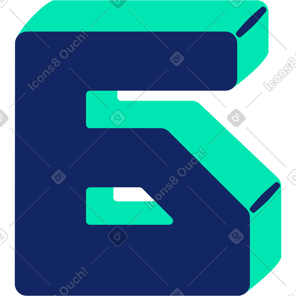 Ilustración Numero seis en estilo Cyborg a descargar en PNG y SVG