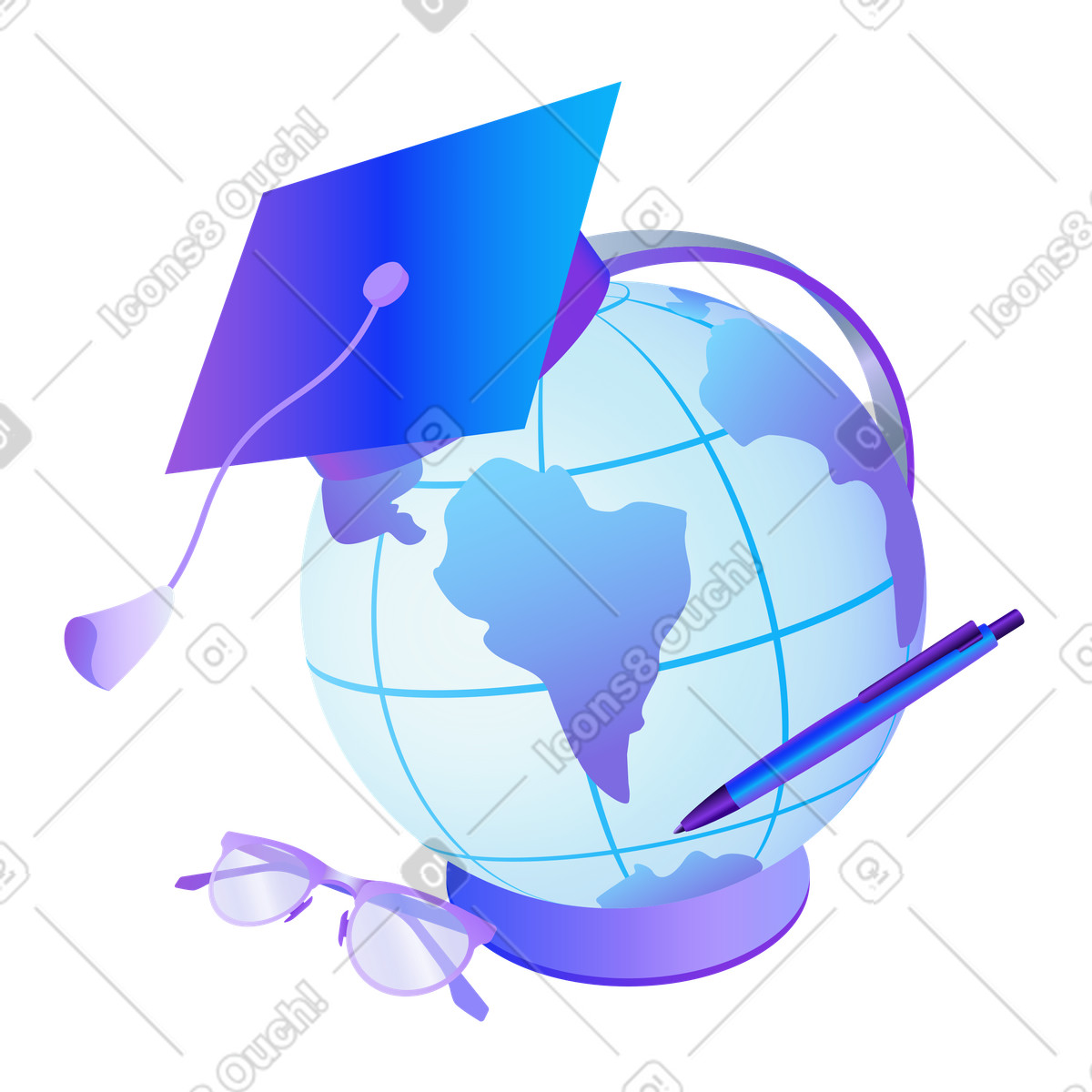 Global education and research illustration showcasing knowledge clipart in PNG and SVG