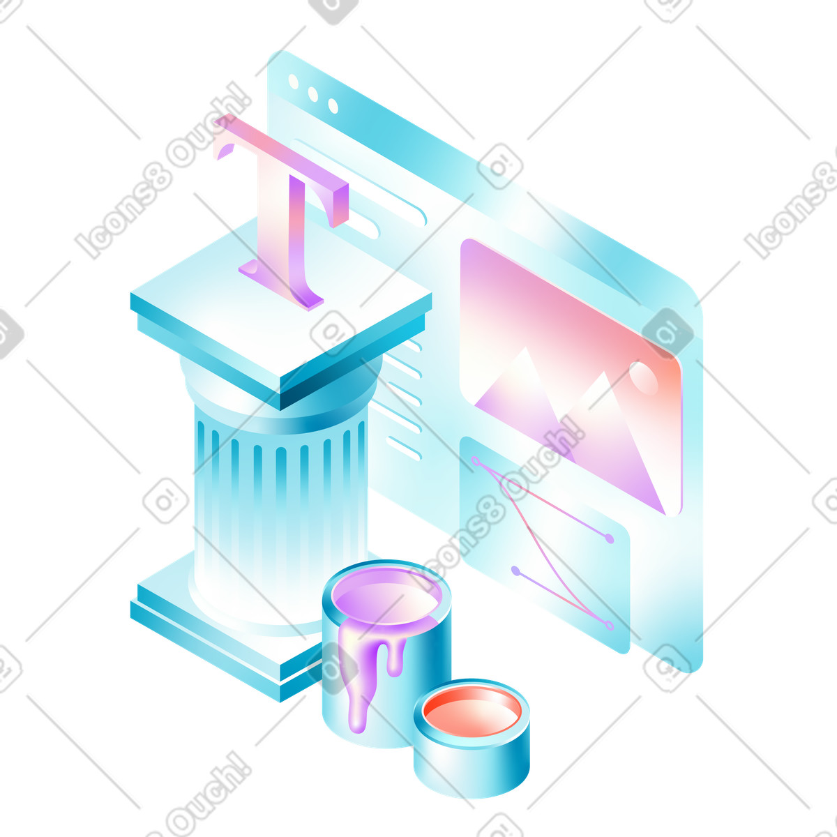 Web design tools and page layout illustration in PNG, SVG