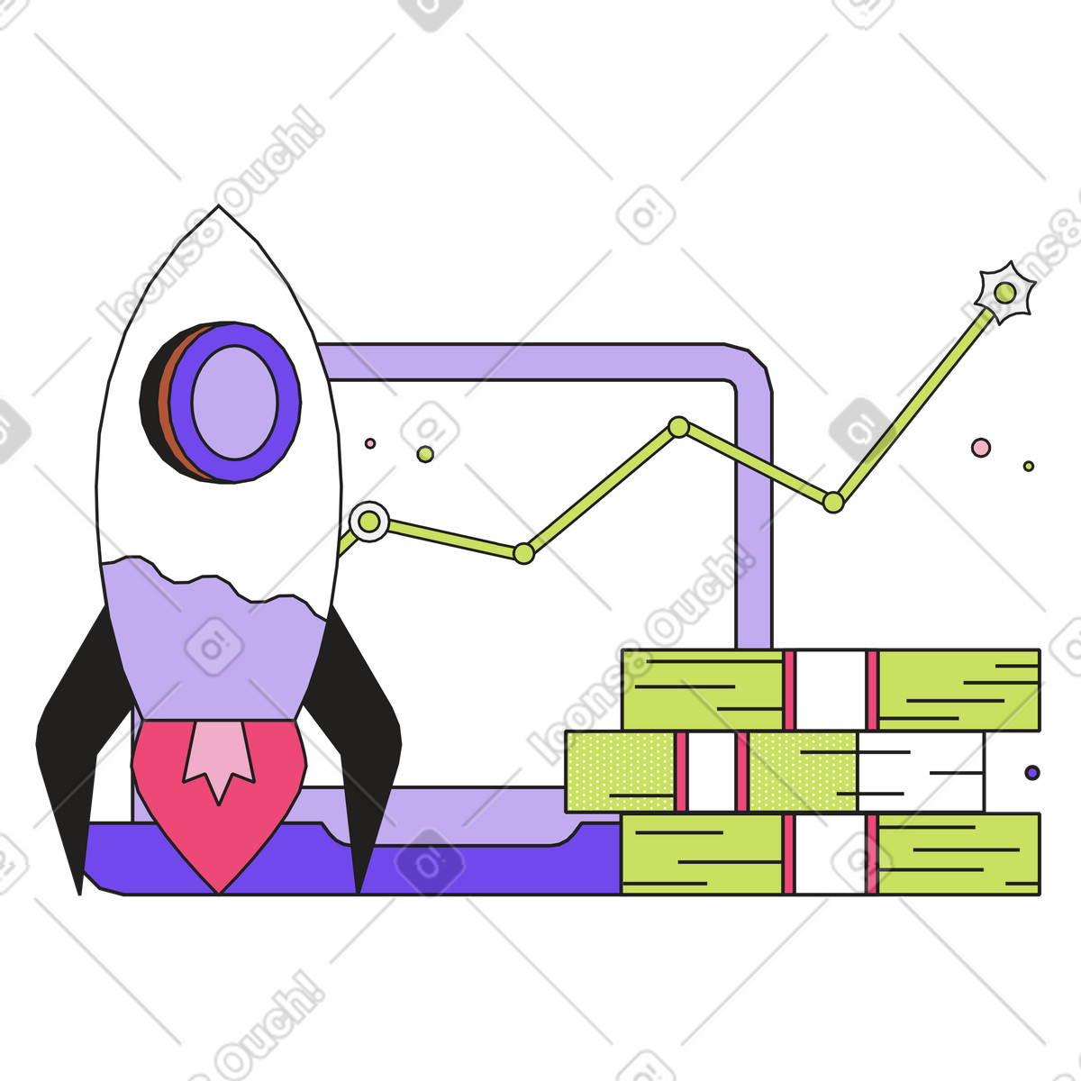 Ilustración Capital de riesgo y aceleración startups en estilo Dazzle a descargar en PNG SVG