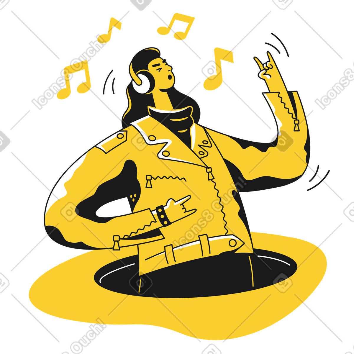 Ilustración Man in headphones en estilo Taxi a descargar en PNG y SVG