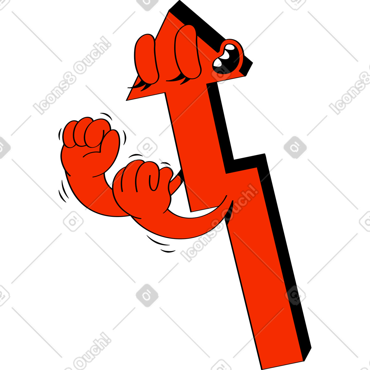 Ilustração de Seta vermelha para cima em no estilo Looney baixar em PNG, SVG