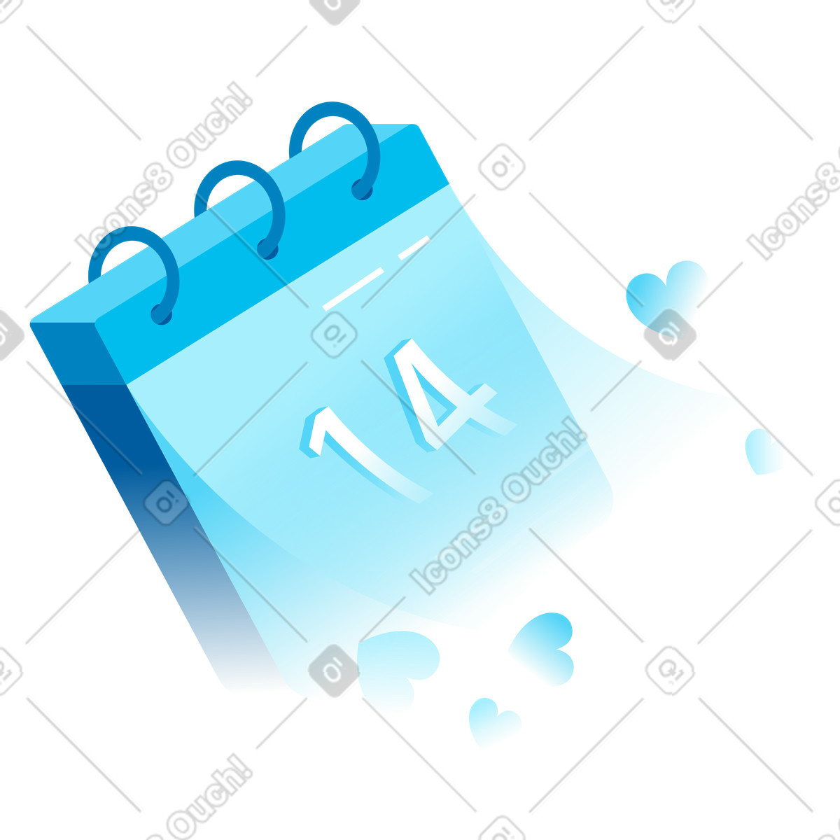 Icy スタイルの 2月14日、カレンダー上のバレンタインデー のイラストをPNG、SVG形式でダウンロード