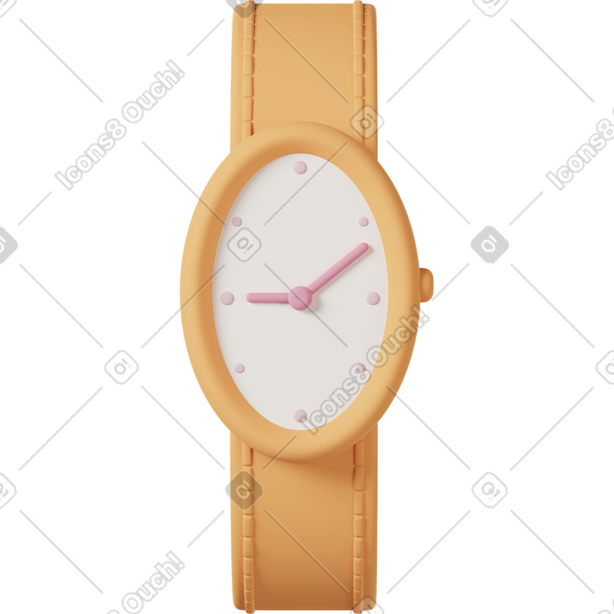 Watch yellow-Illustration im 3D Casual life-Stil als Download in PNG, SVG