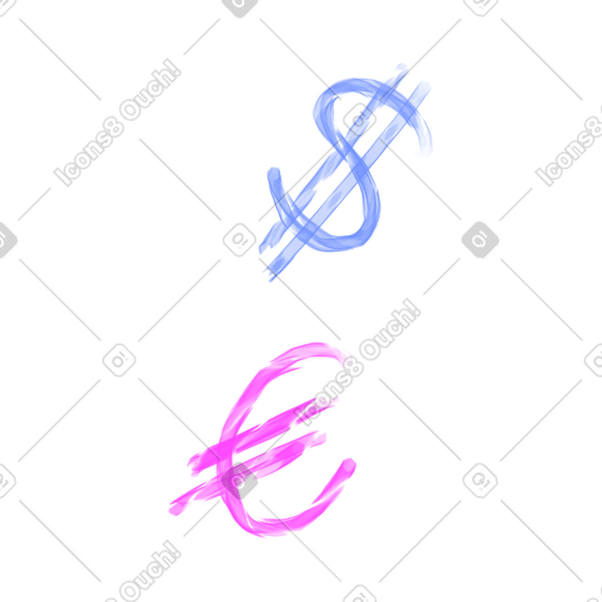 Simbolo del dollaro e dell'euro illustrazione in stile Energy scarica in PNG, SVG