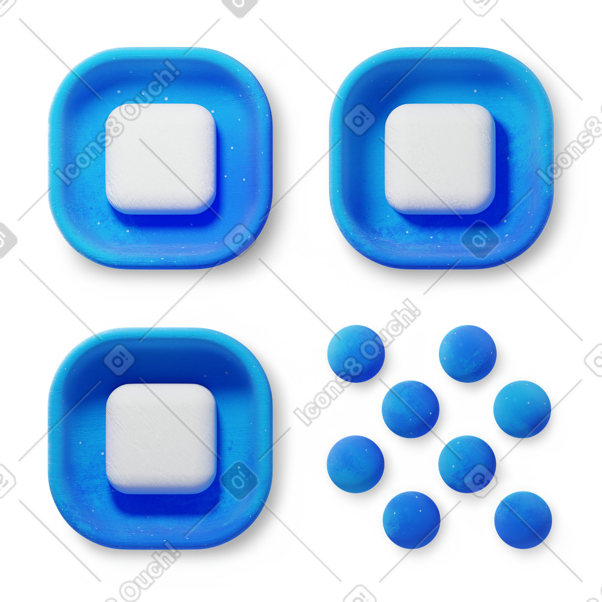 Ilustración Qr code inspired layout with blue rounded squares and circles en estilo 3D Microsoft Fluent illustration a descargar en PNG y SVG