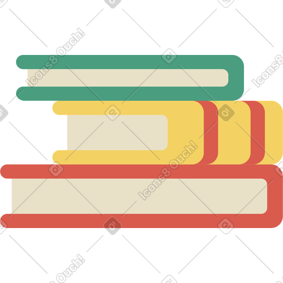 Stapel bunter bücher-Illustration im Macaroni-Stil als Download in PNG, SVG