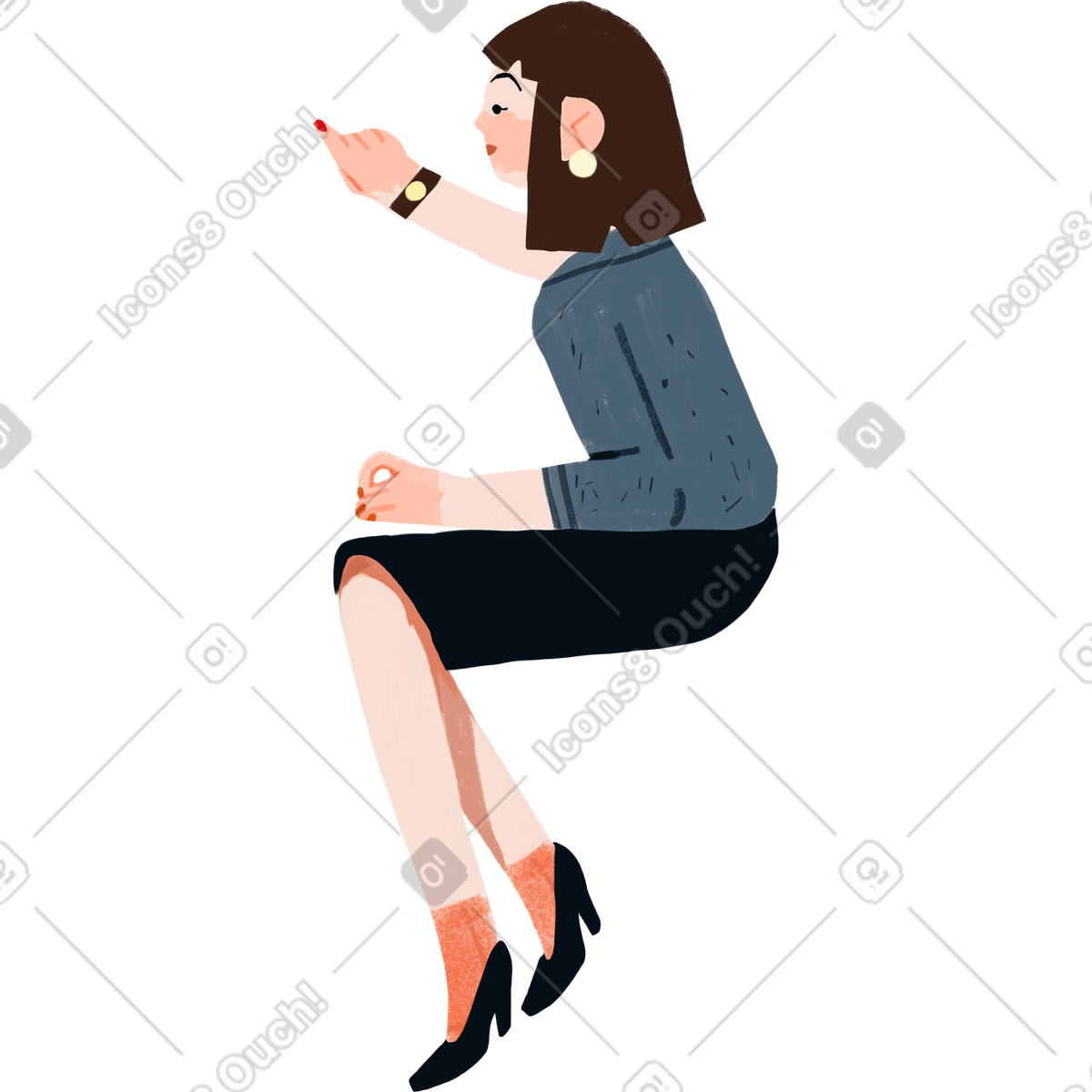 Ilustração de Employee in formal attire holding arm forward for presentation em no estilo Ikigai para baixar em PNG, SVG