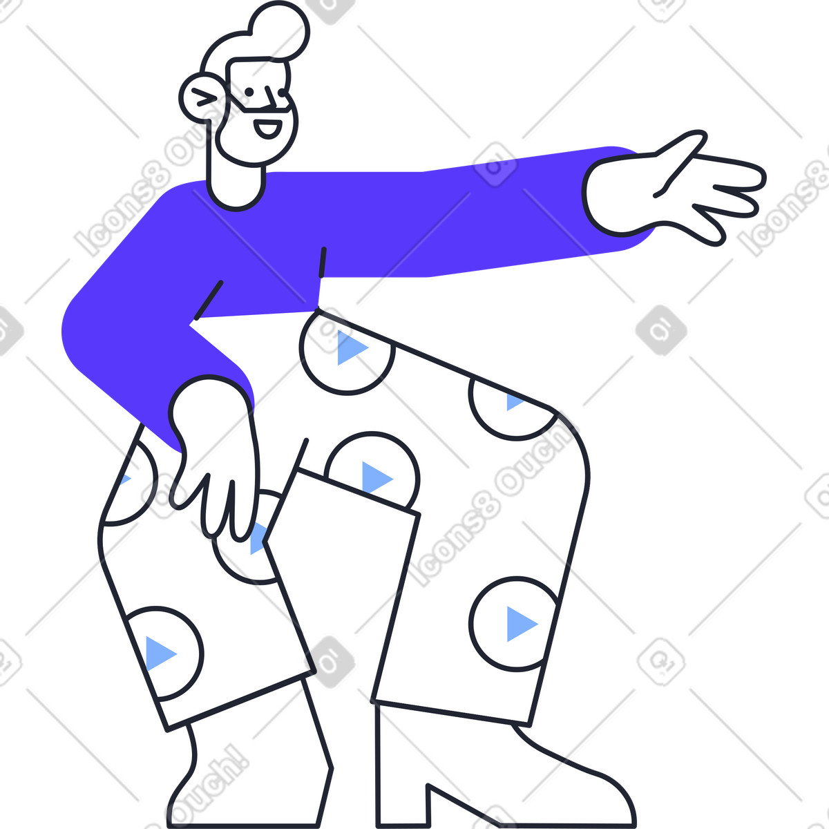 Иллюстрация Bearded man in blue sweater reaching his hand out в стиле Pablita — скачать в форматах PNG, SVG