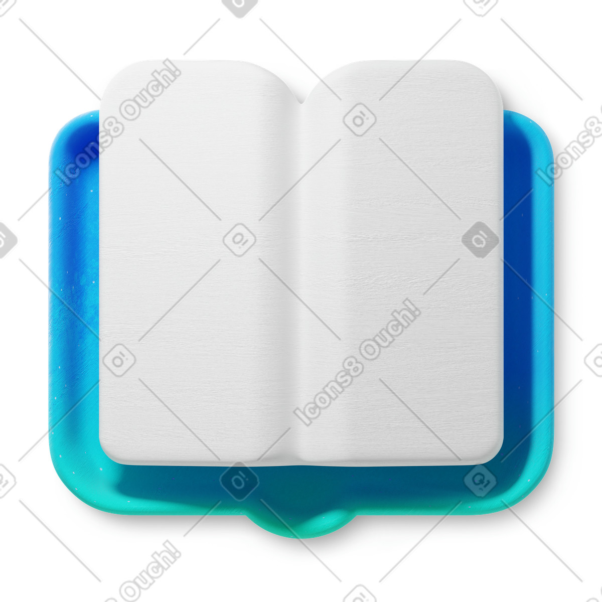 Open book icon for reading app and ebook library illustration in 3D Microsoft Fluent style download in PNG, SVG