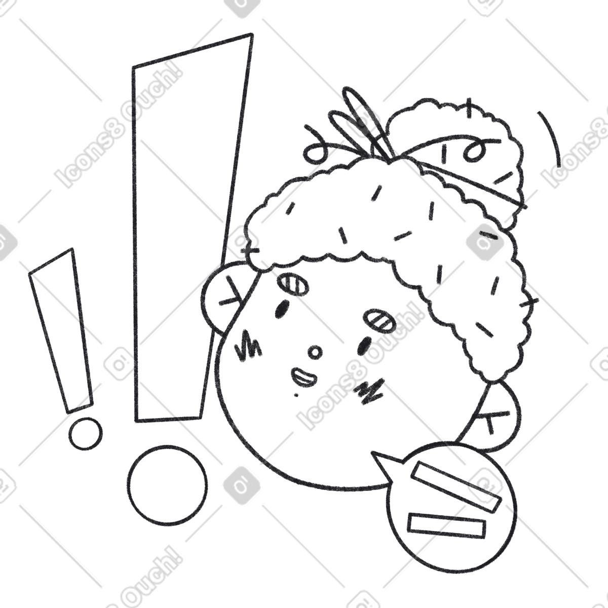 Ilustración Girl carries on the conversation in an exclamatory tone en estilo Bonbon Line a descargar en PNG y SVG
